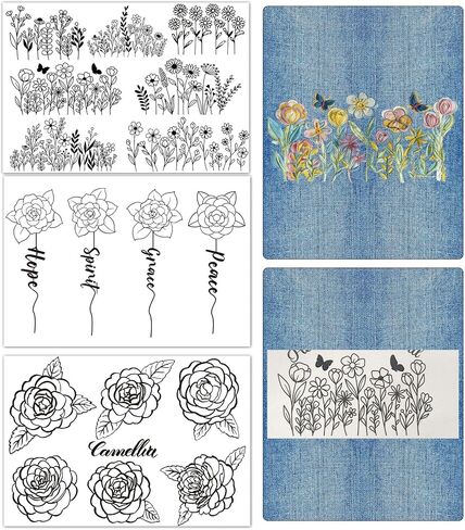 Rngmsi Water Soluble Embroidery Patterns - 3 Sheets Fantastic Dragon Stick and Stitch Embroidery Paper Designs, Mystic Wreath Theme Wash Away Transfer Paper Stabilizers for Hand Sewing Lovers in Saudi Arabia