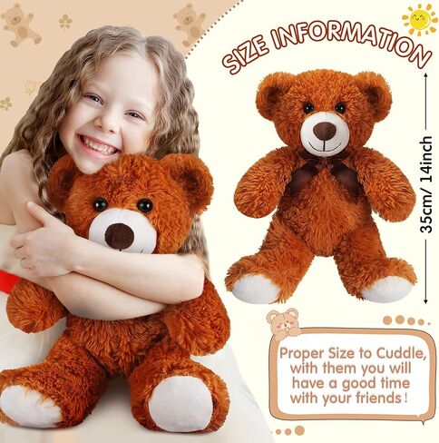 HyDren 36 Pcs 14 Inches Stuffed Bears Animals Plush Toys Bulk Soft Cute Small Shaggy Bear for Baby Shower Birthday Gifts Wedding Party Favor Decoration(Light Brown, Dark Brown, White) in Saudi Arabia