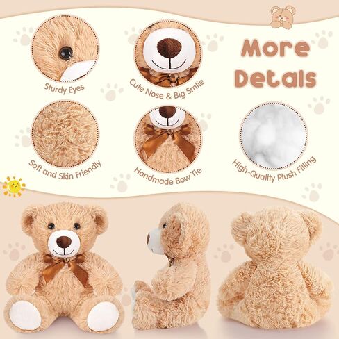 HyDren 36 Pcs 14 Inches Stuffed Bears Animals Plush Toys Bulk Soft Cute Small Shaggy Bear for Baby Shower Birthday Gifts Wedding Party Favor Decoration(Light Brown, Dark Brown, White) in Saudi Arabia