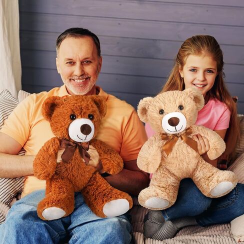 HyDren 36 Pcs 14 Inches Stuffed Bears Animals Plush Toys Bulk Soft Cute Small Shaggy Bear for Baby Shower Birthday Gifts Wedding Party Favor Decoration(Light Brown, Dark Brown, White) in Saudi Arabia