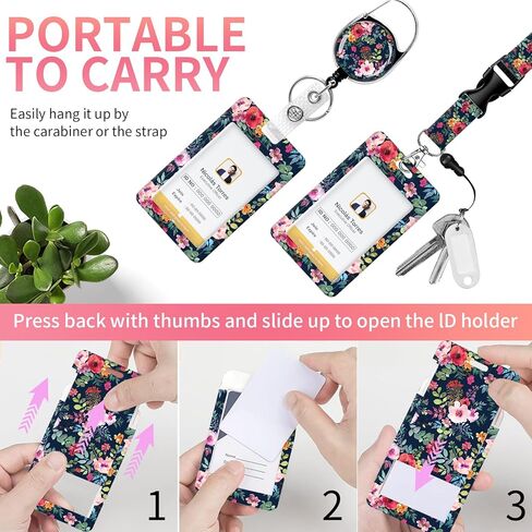 Lanyards for Id Badges,Id Card Holders for Badges with Breakaway Lanyard, Card Protector with Badge Reel Retractable Heavy Duty, Women Teacher Doctor Office(Cute Pink Strawberry) in Saudi Arabia