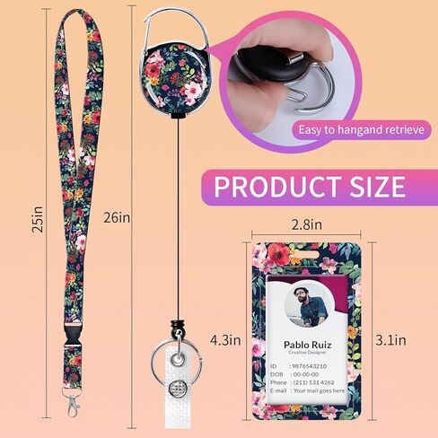 Lanyards for Id Badges,Id Card Holders for Badges with Breakaway Lanyard, Card Protector with Badge Reel Retractable Heavy Duty, Women Teacher Doctor Office(Cute Pink Strawberry) in Saudi Arabia