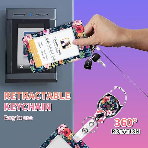 Lanyards for Id Badges,Id Card Holders for Badges with Breakaway Lanyard, Card Protector with Badge Reel Retractable Heavy Duty, Women Teacher Doctor Office(Cute Pink Strawberry) in Saudi Arabia