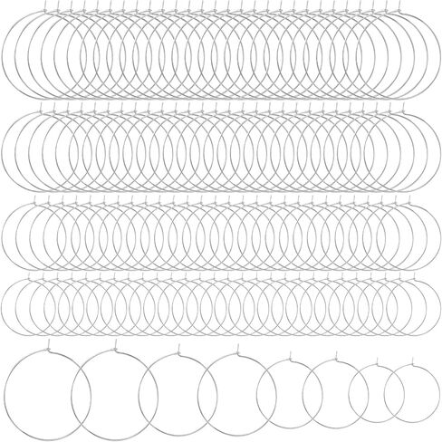 120pcs Hypoallergenic Earring Beading Hoops, 20mm 25mm 30mm 35mm Round Hoop Earrings Findings, Open Earring Wire Ring Accessories for Jewelry Making- Gold in Saudi Arabia
