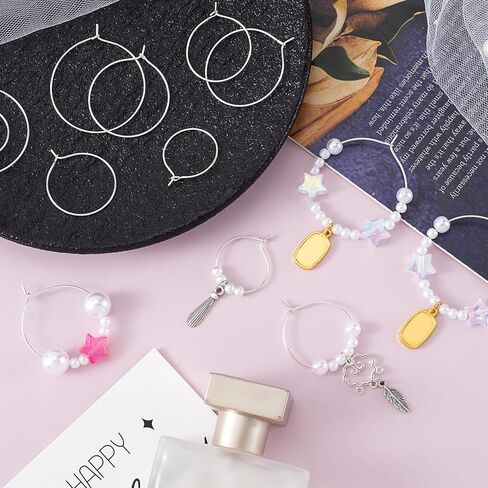 120pcs Hypoallergenic Earring Beading Hoops, 20mm 25mm 30mm 35mm Round Hoop Earrings Findings, Open Earring Wire Ring Accessories for Jewelry Making- Gold in Saudi Arabia