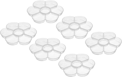 PATIKIL 7 Wells Acrylic Paint Palette, 6 Pack Painting Pallet Holder Flower Round Shape Art Supplies for Watercolor Gouache Oil Paint Art, White in Saudi Arabia