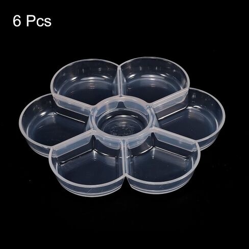 PATIKIL 7 Wells Acrylic Paint Palette, 6 Pack Painting Pallet Holder Flower Round Shape Art Supplies for Watercolor Gouache Oil Paint Art, White in Saudi Arabia