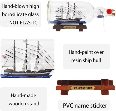 Model Ship in a Bottle Glass Ornament Table top Nautical Ornament for Home Sailboat Decor Endeavour British Tallship in Kuwait