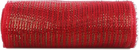 YYCRAFT 10 Yards 10 Inch Poly Mesh Ribbon Rolls Deluxe Wide Foil,Red/Lime in Kuwait