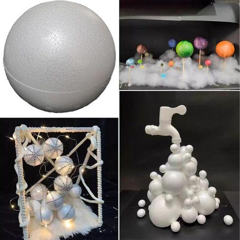 Meuey Lyot 4“ White Foam Balls Semi-Circular Foam Balls Christmas Craft Half Foam Balls Styrofoam Balls DIY Art Deco and Home Craft Project 10PCS in Kuwait