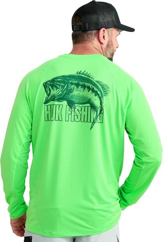 HUK Men's Kc Scott Patterned Icon Crew, Performance Long Sleeve Fishing Shirt in Kuwait