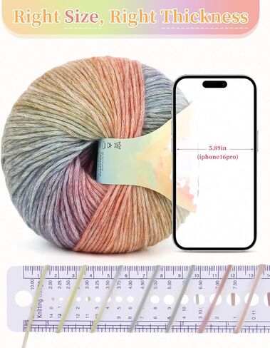 خيوط Coopay للحياكة الكروشيه ، خيوط كعكة التدرج ، 2 × 3.53oz - 240yds - 50 ٪ من القطن 50 ٪ من خيوط Ombre أكريليك ، خيوط الكروشيه للبطانيات ، شالات ، الأوشحة (102 قوس قزح) in Kuwait
