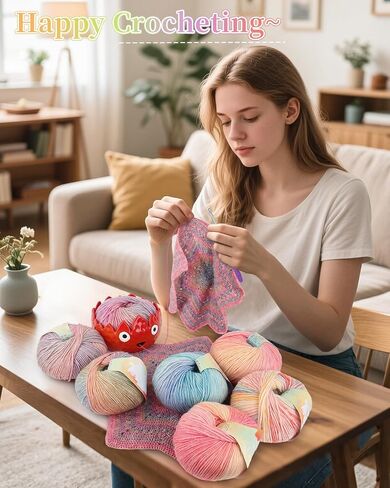 خيوط Coopay للحياكة الكروشيه ، خيوط كعكة التدرج ، 2 × 3.53oz - 240yds - 50 ٪ من القطن 50 ٪ من خيوط Ombre أكريليك ، خيوط الكروشيه للبطانيات ، شالات ، الأوشحة (102 قوس قزح) in Kuwait