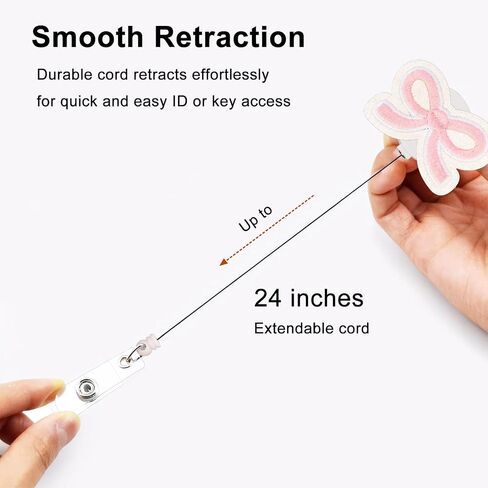 Celokiy Stethoscope Bow Badge Reel, Pink Embroidered Retractable Medical ID Card Holder for Nurses, CNA, and Healthcare Workers in Saudi Arabia