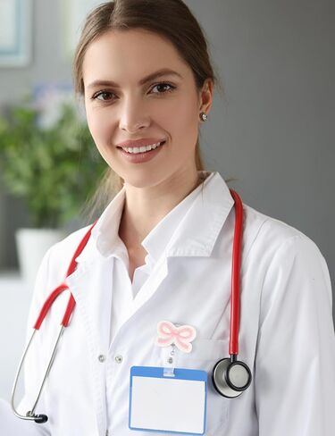 Celokiy Stethoscope Bow Badge Reel, Pink Embroidered Retractable Medical ID Card Holder for Nurses, CNA, and Healthcare Workers in Saudi Arabia
