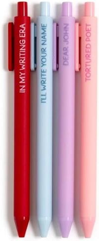 Taylor Gel Pens, T. Swift Merch, Set of 4 Colorful Retractable Gel Pens for Journaling and Note Taking, Cute Pen Gift for Swifties in Saudi Arabia