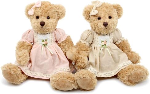 2-Pack Teddy Bear,Cute Stuffed Animal,Couple Gift Soft Plush Toy 11inch (Vintage Dress) in Kuwait