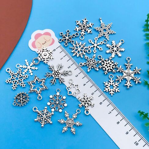 Youdiyla 80pcs Alloy Silver Christmas Snowflake Set Series Pendant Jewelry Making DIY Keychain Earrings Pendant Various Design Charms for Jewelry Making Bracelets Necklace (SN18) in Saudi Arabia