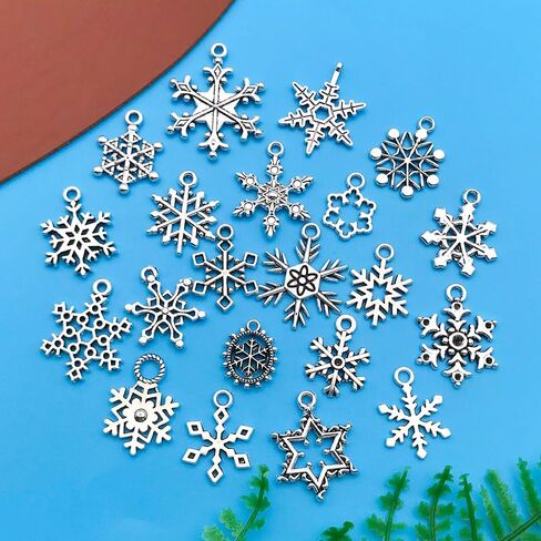 Youdiyla 80pcs Alloy Silver Christmas Snowflake Set Series Pendant Jewelry Making DIY Keychain Earrings Pendant Various Design Charms for Jewelry Making Bracelets Necklace (SN18) in Saudi Arabia