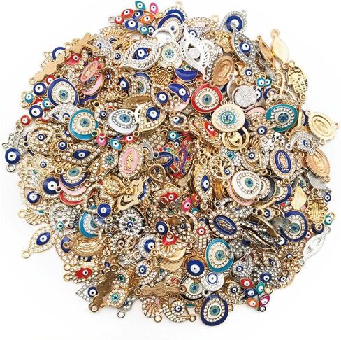 Youdiyla 50pcs Alloy KC Gold Dot Diamond Devil's Eye Series Pendant Jewelry Making DIY Keychain Earrings Pendant Various Design Charms for Jewelry Making Bracelets Necklace (SN490) in Saudi Arabia