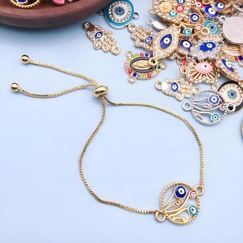 Youdiyla 50pcs Alloy KC Gold Dot Diamond Devil's Eye Series Pendant Jewelry Making DIY Keychain Earrings Pendant Various Design Charms for Jewelry Making Bracelets Necklace (SN490) in Saudi Arabia