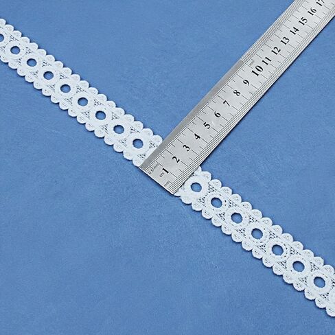 White Lace Ribbon,6 Assorted Pattern 0.79"- 1.42" Wide Lace Trim,Eyelet Fabric Trim Embroidered Lace Edge for DIY Sewing Craft,Doll Clothes,Bridal Wedding Decoration,2 Yard Each,12 Yards Total in Kuwait