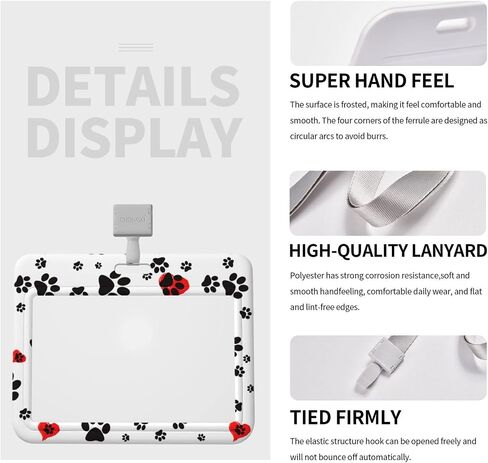 Badge Holder Horizontal Detachable Neck Lanyardbadge Holder for Men Women Waterproof Id Card Name Protector Cover with Lanyard Strap for Offices School Driver Licence (Dog Paws Print) in Kuwait