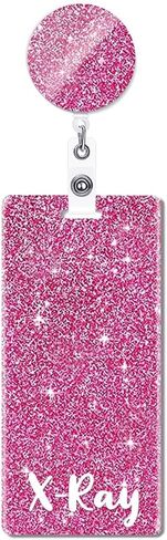 Black Glitter X-Ray Badge Buddy and Reel Set - Vertical Badge Buddies for Nurses - Retractable ID Card Holder DK667 in Saudi Arabia