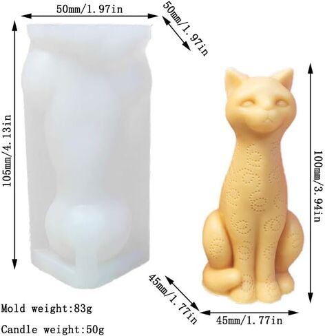 Tone Fun The Sitting Cat Shape Candle Silicone Molds for Making Candle, Resin, Aromatherapy Candles, Handmade Wax Soap, Home Decor,Plaster Statue in Saudi Arabia