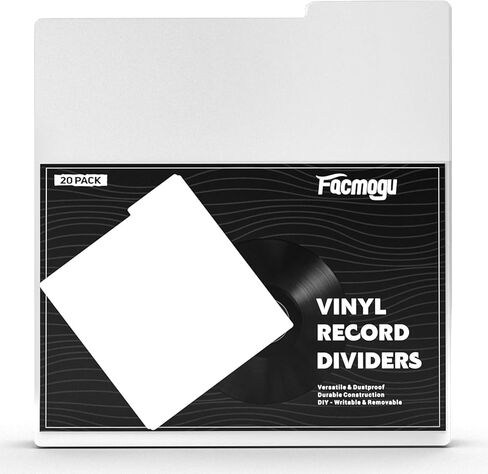 FACMOGU 20PCS الفواصل القياسية في فينيل ، 12.5 "× 13" فواصل سجلات فينيل البلاستيك ، بطاقة الفواصل السجلية الفائقة 33 دورة في الدقيقة ، فواصل كتالوجات LP DIY لألبومات سجل VINYL DVD تخزين - أبيض in Kuwait