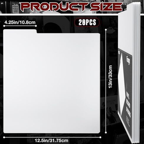 FACMOGU 20PCS الفواصل القياسية في فينيل ، 12.5 "× 13" فواصل سجلات فينيل البلاستيك ، بطاقة الفواصل السجلية الفائقة 33 دورة في الدقيقة ، فواصل كتالوجات LP DIY لألبومات سجل VINYL DVD تخزين - أبيض in Kuwait