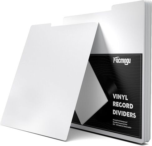 FACMOGU 20PCS الفواصل القياسية في فينيل ، 12.5 "× 13" فواصل سجلات فينيل البلاستيك ، بطاقة الفواصل السجلية الفائقة 33 دورة في الدقيقة ، فواصل كتالوجات LP DIY لألبومات سجل VINYL DVD تخزين - أبيض in Kuwait