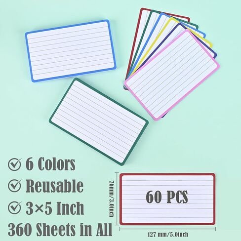 BAYTORY 360-Piece Index Cards, 3 x 5 Inches, Colored lined Notecards, Flash Cards for Studying, Cue Cards for Learning Office Note Taking (Multicolor) in Saudi Arabia