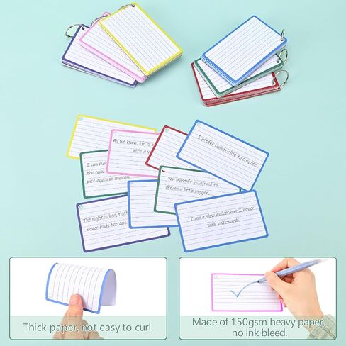 BAYTORY 360-Piece Index Cards, 3 x 5 Inches, Colored lined Notecards, Flash Cards for Studying, Cue Cards for Learning Office Note Taking (Multicolor) in Saudi Arabia