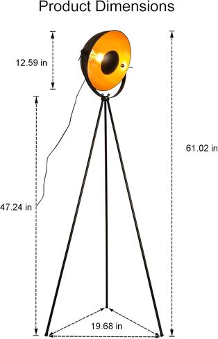 COSYLUX Industrial Tripod Floor Lamp for Living Room, Modern Satellite Tall Standing Lamps for Bedrooms Black Gold (No Bulbs) in Kuwait