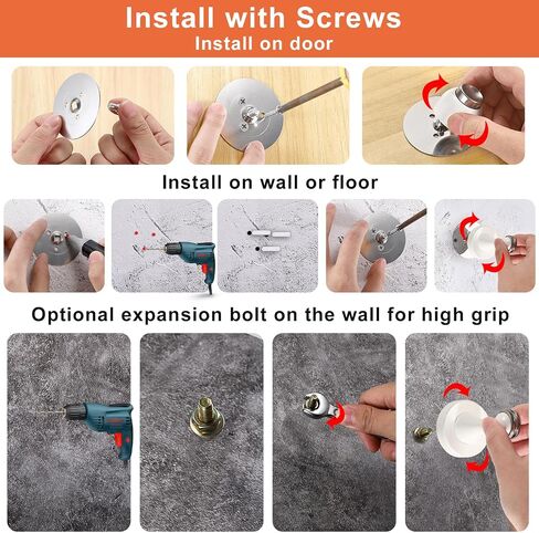 Sumnacon Sturdy Magnetic Door Stopper - 2 Pcs Stainless Steel Door Stopper with Magnet for Wall Floor,Sturdy Magnetic Doorstop Holder with Adhesive Tape & Screws for Home Office,Gold in Saudi Arabia