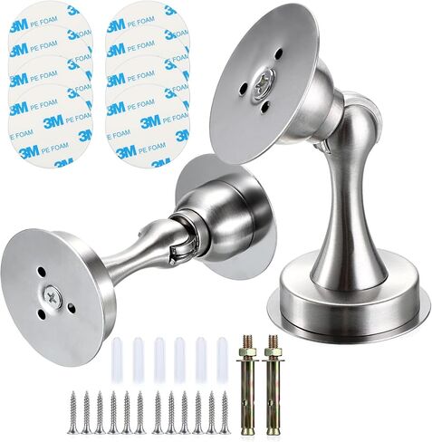 Sumnacon Sturdy Magnetic Door Stopper - 2 Pcs Stainless Steel Door Stopper with Magnet for Wall Floor,Sturdy Magnetic Doorstop Holder with Adhesive Tape & Screws for Home Office,Gold in Saudi Arabia