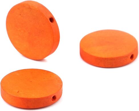 100 حبات خشبية مستديرة طبيعية 20 مم قطرها 4.2 مم مع ثقب 1.8 ملم in Kuwait