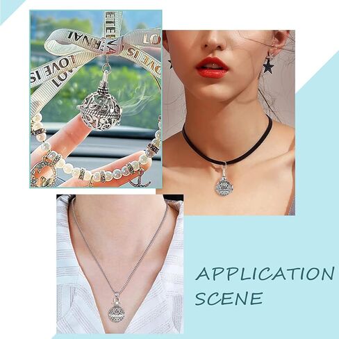 SUNNYCLUE 10Pcs 5 Styles Cage Charms Brass Locket Charms Stone Holder Necklace Silver Hollow Spiral Bead Cages Round Chime Ball Pendants for Jewelry Making Women Adults DIY Necklaces Crafts in Saudi Arabia