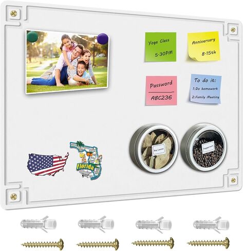 Bulletin Board 16.5 × 12.6 بوصة ، لوحة إعلانات ذاتية اللصق ، لوحة المكاتب للورود مع دبابيس الدفع 4pcs ، اللوحة البيضاء لملاحظات لصق ، صور in Kuwait
