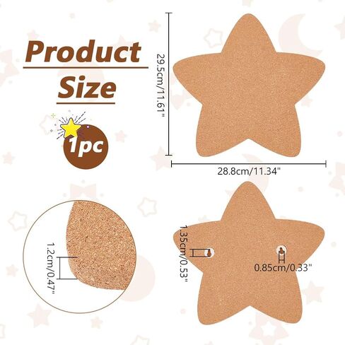 NBEADS Pin Display Cork Board, Star Cork Brooch Board 0.5inch Thick Pin Board Wall Mounted Cork Board Wooden Bulletin Display Board for Brooch Pin Storage Office Home Decor, 12x11Inch in Saudi Arabia