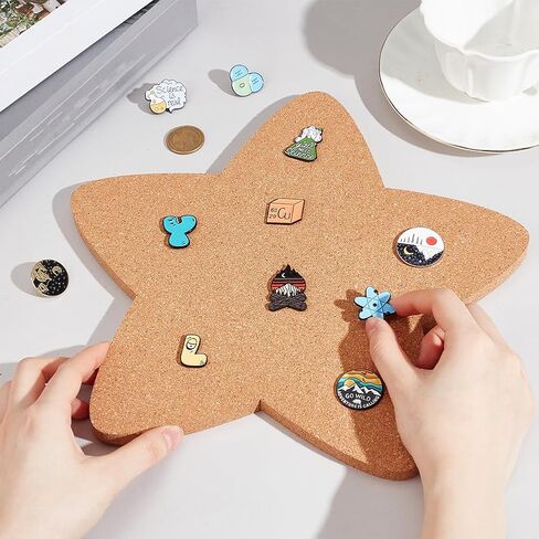 NBEADS Pin Display Cork Board, Star Cork Brooch Board 0.5inch Thick Pin Board Wall Mounted Cork Board Wooden Bulletin Display Board for Brooch Pin Storage Office Home Decor, 12x11Inch in Saudi Arabia