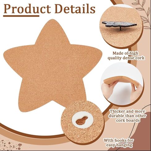 NBEADS Pin Display Cork Board, Star Cork Brooch Board 0.5inch Thick Pin Board Wall Mounted Cork Board Wooden Bulletin Display Board for Brooch Pin Storage Office Home Decor, 12x11Inch in Saudi Arabia