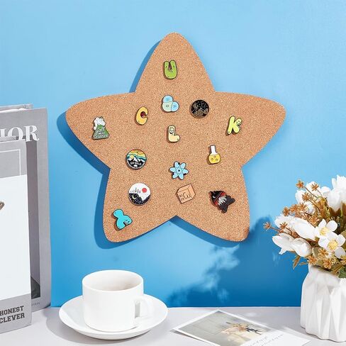 NBEADS Pin Display Cork Board, Star Cork Brooch Board 0.5inch Thick Pin Board Wall Mounted Cork Board Wooden Bulletin Display Board for Brooch Pin Storage Office Home Decor, 12x11Inch in Saudi Arabia