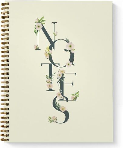 Softcover Floral Notes 8.5" x 11" Beautiful Spiral Notebook/Journal, 120 College Ruled Pages, Durable Gloss Laminated Cover, Gold Wire-o Spiral. Made in the USA in Saudi Arabia
