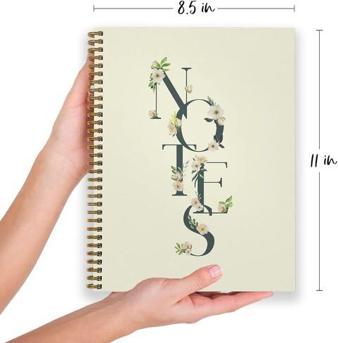 Softcover Floral Notes 8.5" x 11" Beautiful Spiral Notebook/Journal, 120 College Ruled Pages, Durable Gloss Laminated Cover, Gold Wire-o Spiral. Made in the USA in Saudi Arabia