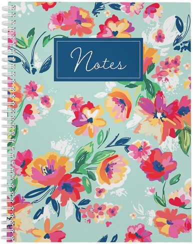 Softcover Floral Notes 8.5" x 11" Beautiful Spiral Notebook/Journal, 120 College Ruled Pages, Durable Gloss Laminated Cover, Gold Wire-o Spiral. Made in the USA in Saudi Arabia