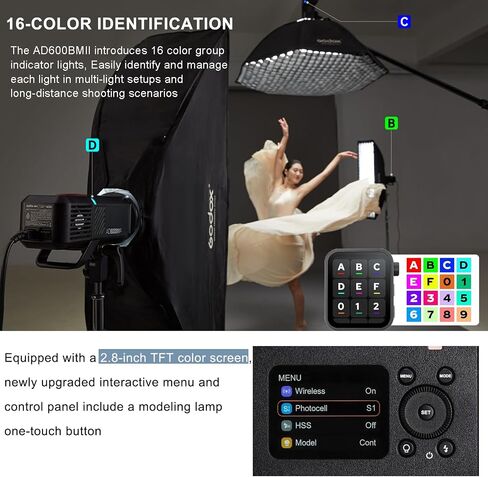 Godox AD600BM Outdoor Strobe Flash,Bowens Mount 600Ws GN87 High-Speed Sync Photography Studio Flash Monolight with 2.4G Wireless X System, 8700mAh Battery,500 Full Power Flash, Recycle in 0.01-2.5s in Saudi Arabia