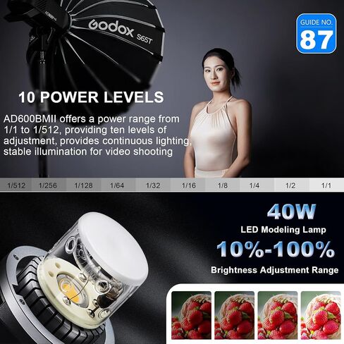 Godox AD600BM Outdoor Strobe Flash,Bowens Mount 600Ws GN87 High-Speed Sync Photography Studio Flash Monolight with 2.4G Wireless X System, 8700mAh Battery,500 Full Power Flash, Recycle in 0.01-2.5s in Saudi Arabia