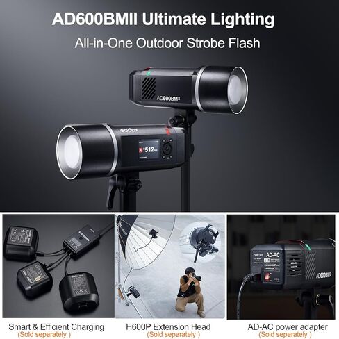 Godox AD600BM Outdoor Strobe Flash,Bowens Mount 600Ws GN87 High-Speed Sync Photography Studio Flash Monolight with 2.4G Wireless X System, 8700mAh Battery,500 Full Power Flash, Recycle in 0.01-2.5s in Saudi Arabia